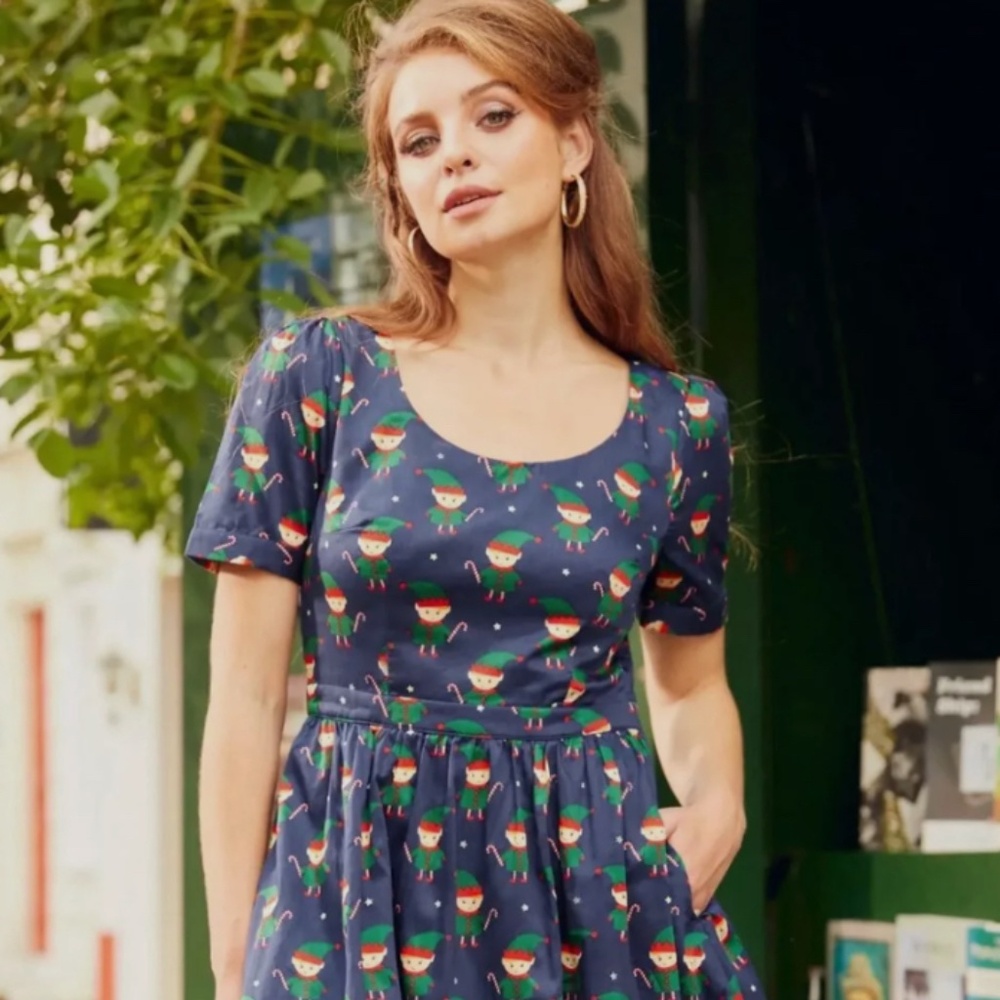 Retro A-line Fit Holiday Dress